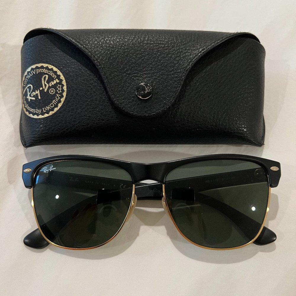 RAY-BAN CLUBMASTER OVERSIZED BLACK ON GOLD